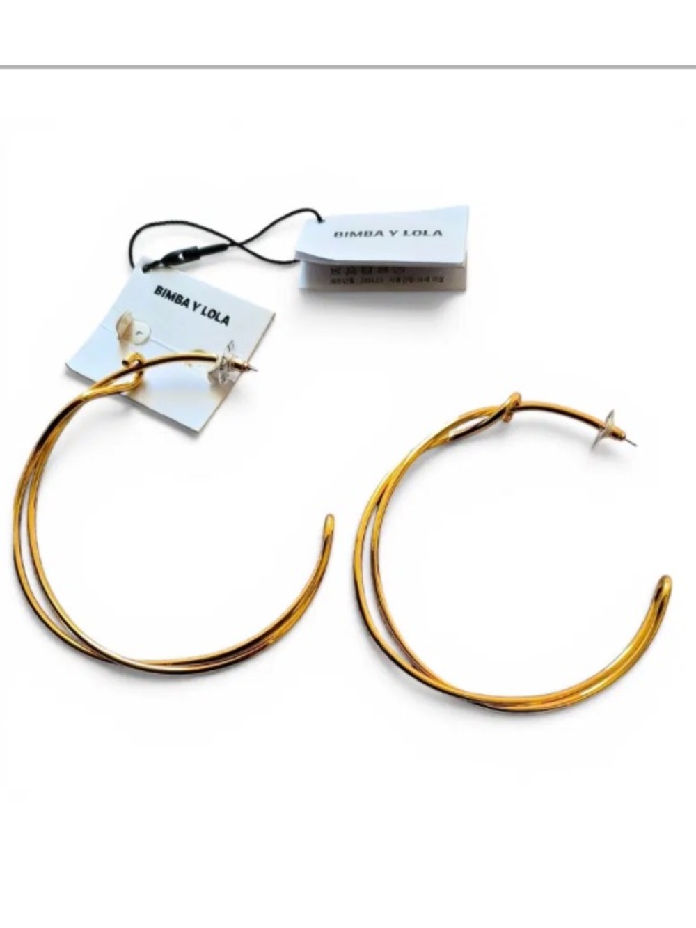 Bimba y Lola Gold Twisted Double Hoop Earrings Like New